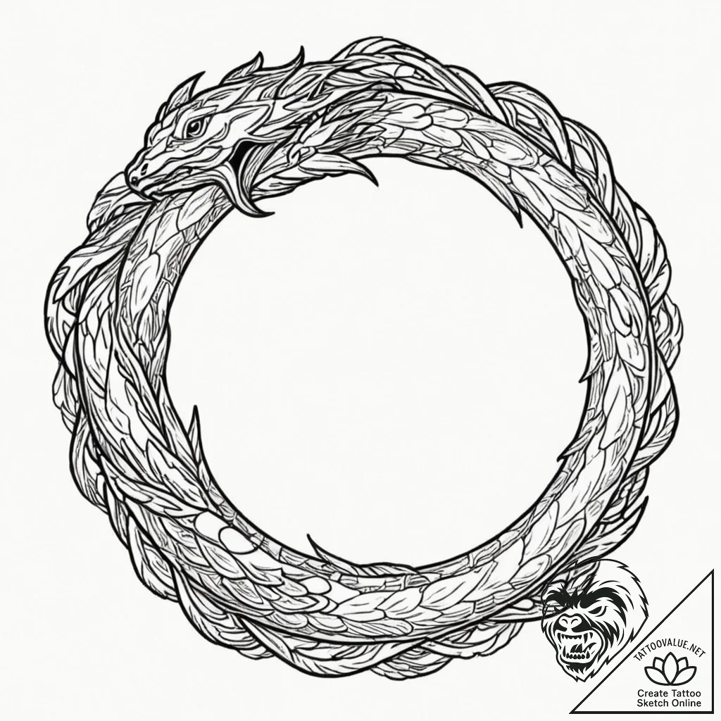 Tattoo sketch a stylized 'ouroboros' for eter... - tattoo sketch (№1753133955_0, 21.07.2025 21:39) — tattoovalue.net
