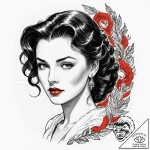 A graphic novel portrait of scarlett o’hara f… – tattoo sketch (№1753134033_0, 21.07.2025 21:40) — tattoovalue.net