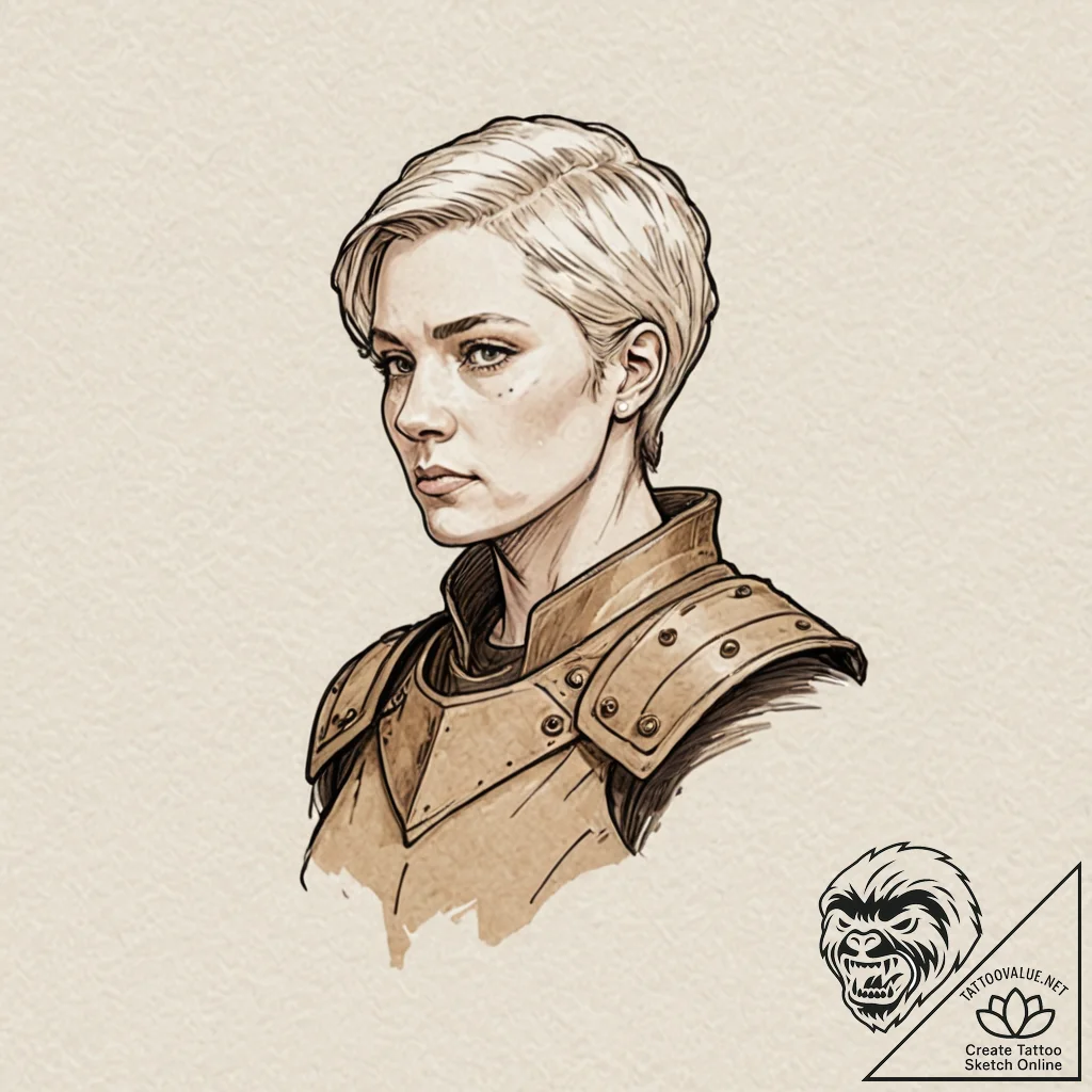 A neo-traditional tattoo of brienne of tarth,... - tattoo sketch (№1753134112_0, 21.07.2025 21:41) — tattoovalue.net