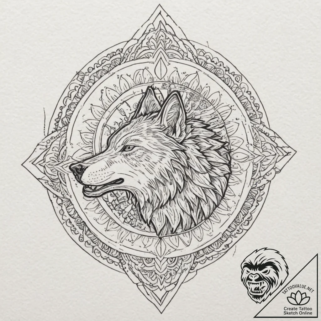 A sketch of a werewolf howling at the full mo... - tattoo sketch (№1753134345_0, 21.07.2025 21:45) — tattoovalue.net