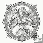 A graphic novel panel of geralt fighting the… – tattoo sketch (№1753134577_0, 21.07.2025 21:49) — tattoovalue.net