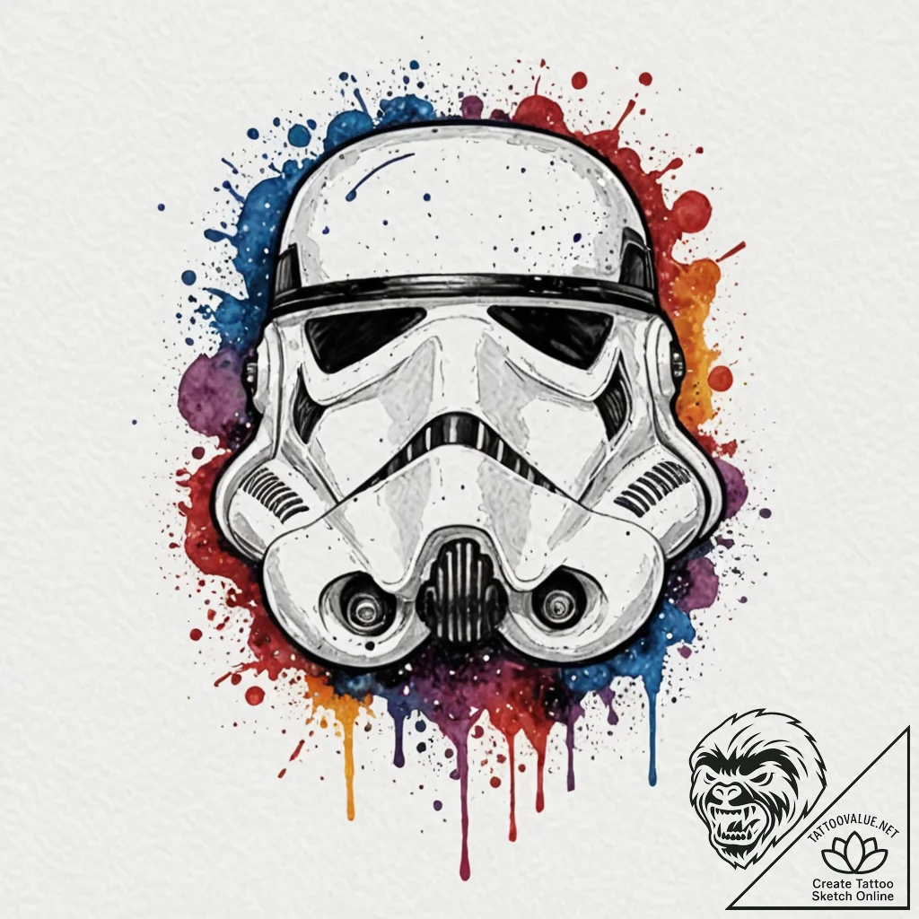 19. trash polka style tattoo of a stormtroope... - tattoo sketch (№1753135129_0, 21.07.2025 21:58) — tattoovalue.net