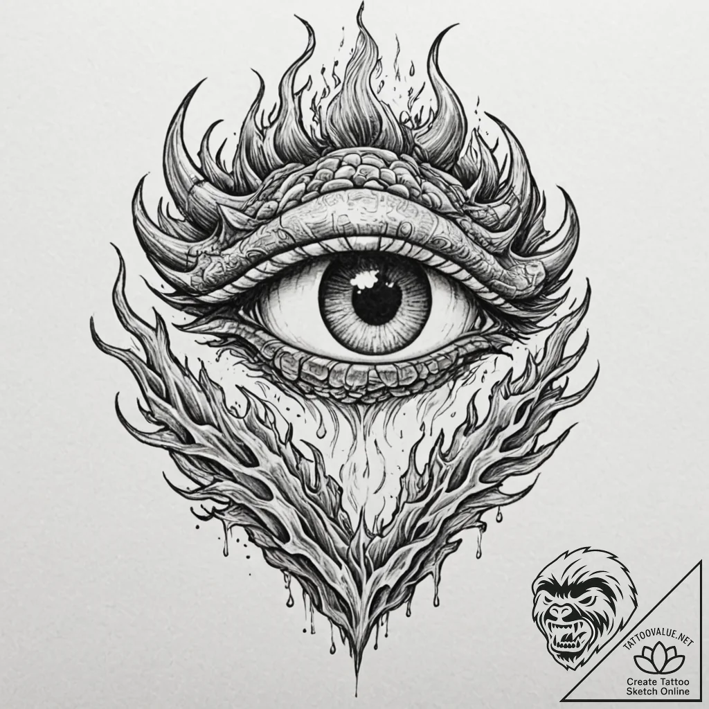 Tattoo sketch a dragon's eye peering through... - tattoo sketch (№1753135363_0, 21.07.2025 22:02) — tattoovalue.net