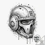 Tattoo sketch a stylized combat helmet subtly… – tattoo sketch (№1753135703_0, 21.07.2025 22:08) — tattoovalue.net