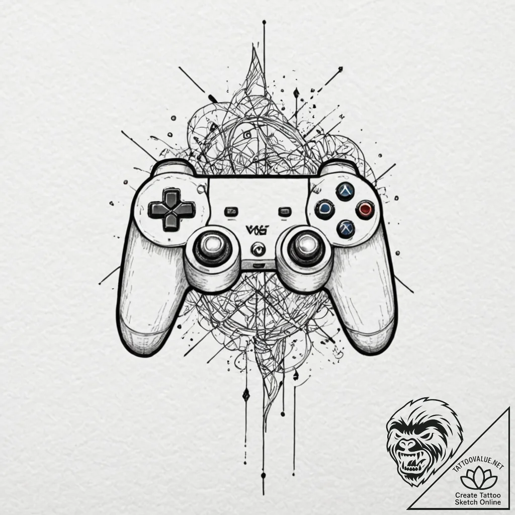 Tattoo design a controller breaking apart int... - tattoo sketch (№1753135781_0, 21.07.2025 22:09) — tattoovalue.net