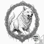 Tattoo sketch a fenrir wolf, breaking free fr… – tattoo sketch (№1753136480_0, 21.07.2025 22:21) — tattoovalue.net