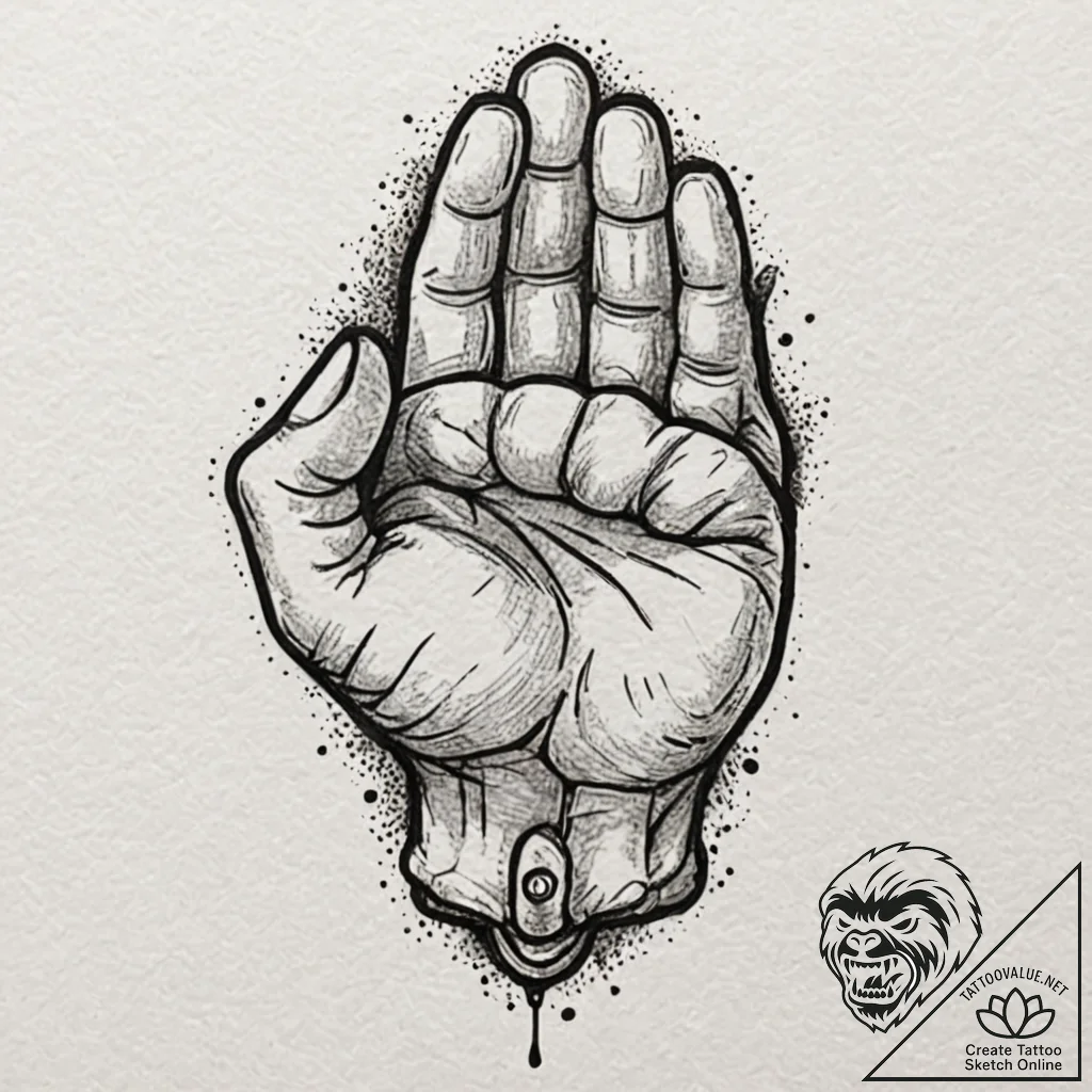 Tattoo design a clenched fist made of stylize... - tattoo sketch (№1753136791_0, 21.07.2025 22:26) — tattoovalue.net
