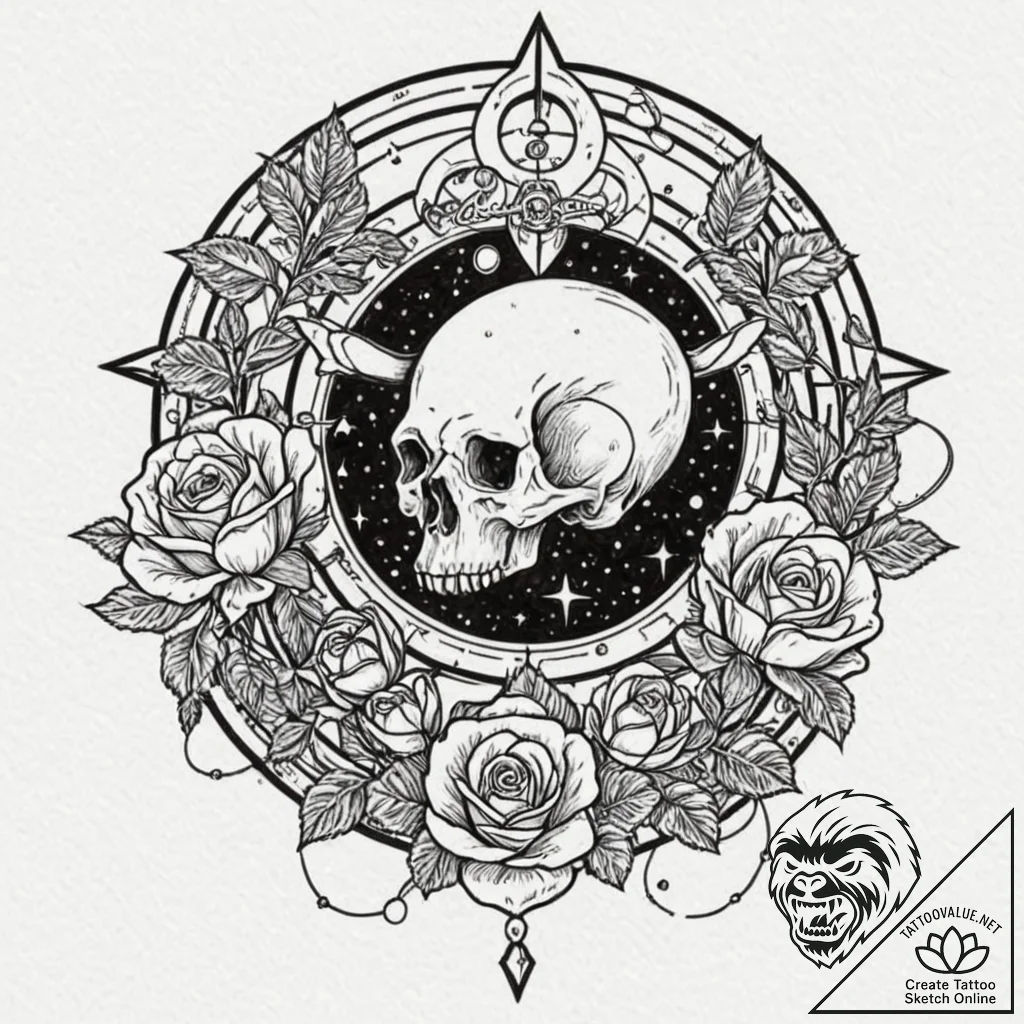 Tattoo design a zodiac animal with subtle alc... - tattoo sketch (№1753136869_0, 21.07.2025 22:27) — tattoovalue.net