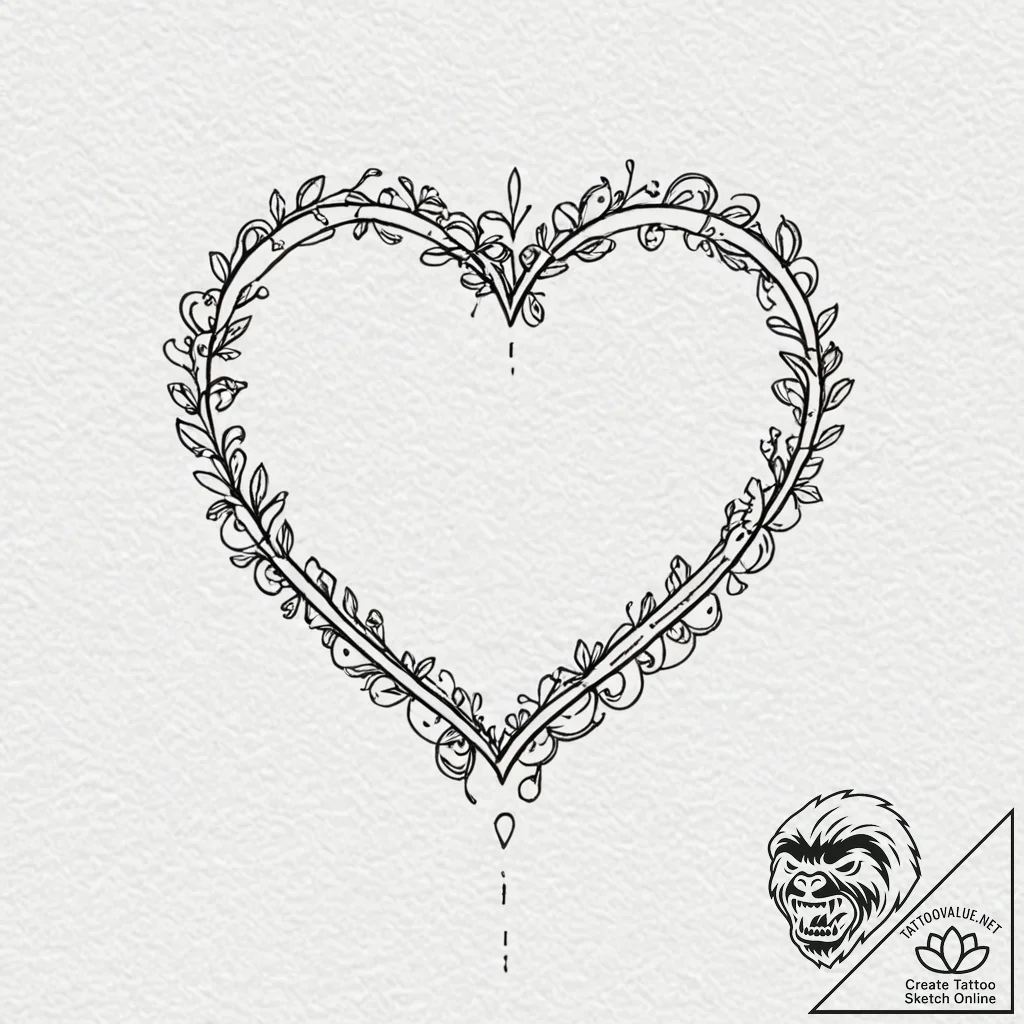 Tattoo sketch a single pixelated heart linewo... - tattoo sketch (№1753137134_0, 21.07.2025 22:32) — tattoovalue.net