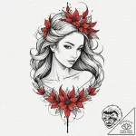 Tattoo design a virgo maiden, half abstract l… – tattoo sketch (№1753137303_0, 21.07.2025 22:35) — tattoovalue.net