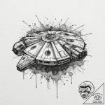 23. linework tattoo of the millennium falcon… – tattoo sketch (№1753137385_0, 21.07.2025 22:36) — tattoovalue.net