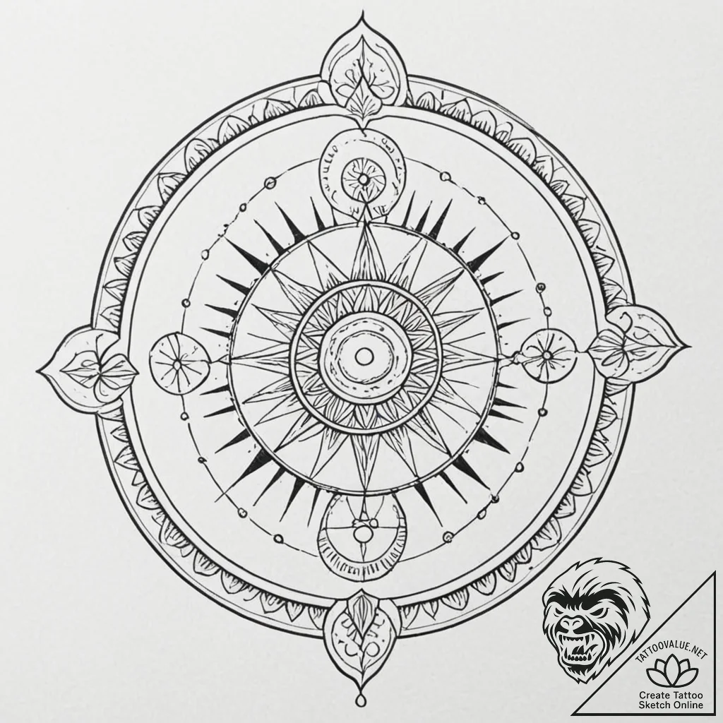 Tattoo sketch a zodiac glyph appearing as a h... - tattoo sketch (№1753137470_0, 21.07.2025 22:37) — tattoovalue.net