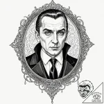 A graphic novel style sketch of dracula, bela… – tattoo sketch (№1753137555_0, 21.07.2025 22:39) — tattoovalue.net