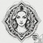A trash polka portrait of laura palmer, wrapp… – tattoo sketch (№1753137896_0, 21.07.2025 22:44) — tattoovalue.net