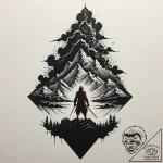 Tattoo design: a silhouette of perun standing… – tattoo sketch (№1753138150_0, 21.07.2025 22:49) — tattoovalue.net