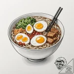 A steaming bowl of authentic japanese ramen,… – tattoo sketch (№1753138233_0, 21.07.2025 22:50) — tattoovalue.net