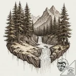 A watercolor sketch of rivendell, beautiful a… – tattoo sketch (№1753138912_0, 21.07.2025 23:01) — tattoovalue.net