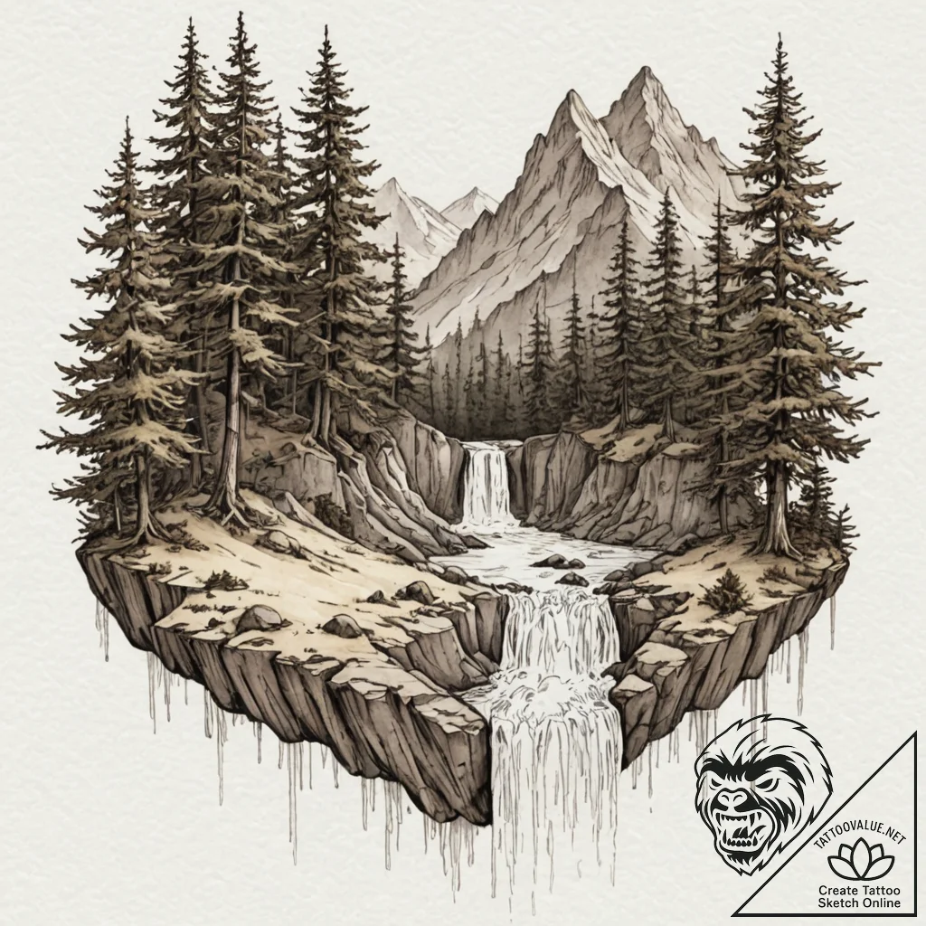 A watercolor sketch of rivendell, beautiful a... - tattoo sketch (№1753138912_0, 21.07.2025 23:01) — tattoovalue.net
