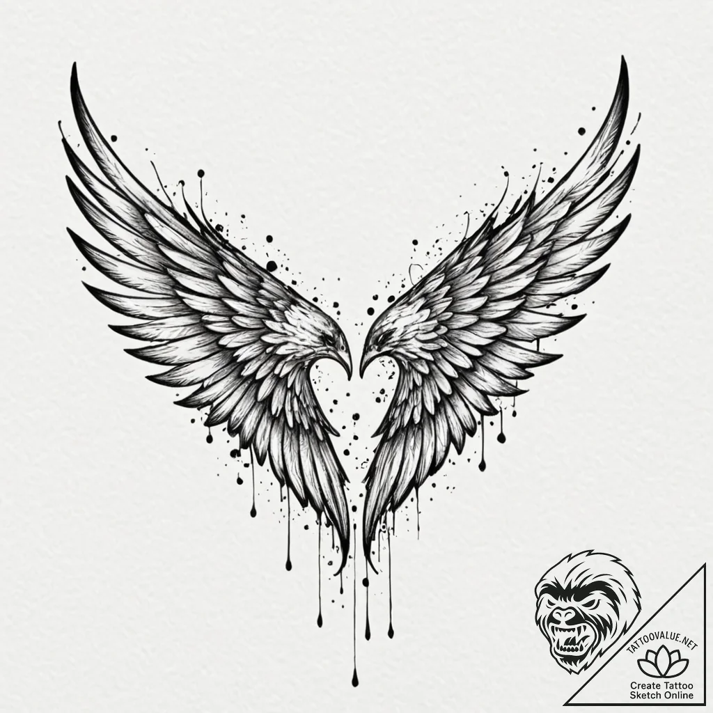 Tattoo sketch a pair of wings, one on each pe... - tattoo sketch (№1753139337_0, 21.07.2025 23:08) — tattoovalue.net