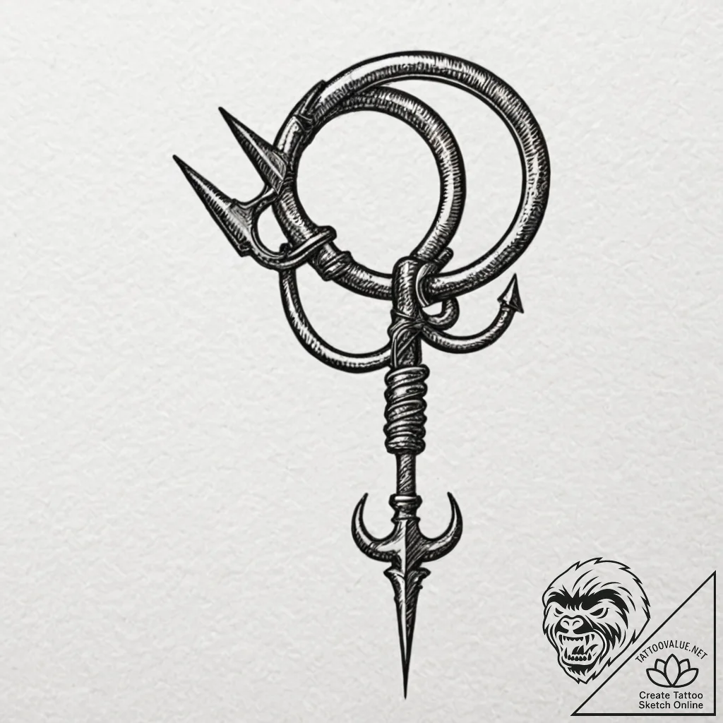 Tattoo sketch a stylized grappling hook, symb... - tattoo sketch (№1753139506_0, 21.07.2025 23:11) — tattoovalue.net