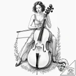A person playing a cello with intense emotion… – tattoo sketch (№1753139760_0, 21.07.2025 23:16) — tattoovalue.net