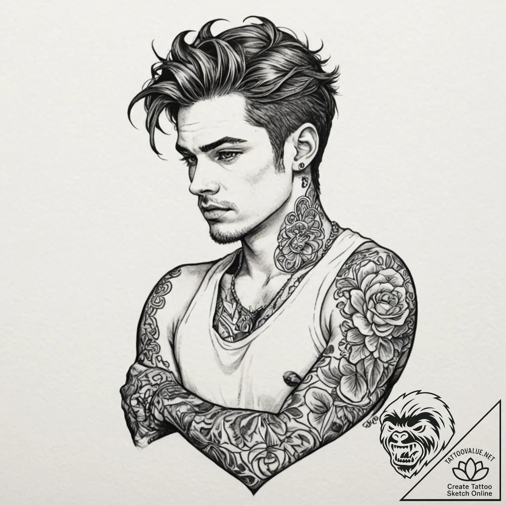 A sketch of the main character from memento,... - tattoo sketch (№1753140207_0, 21.07.2025 23:23) — tattoovalue.net