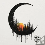 Tattoo sketch a forest silhouette with a sing… – tattoo sketch (№1753140287_0, 21.07.2025 23:24) — tattoovalue.net
