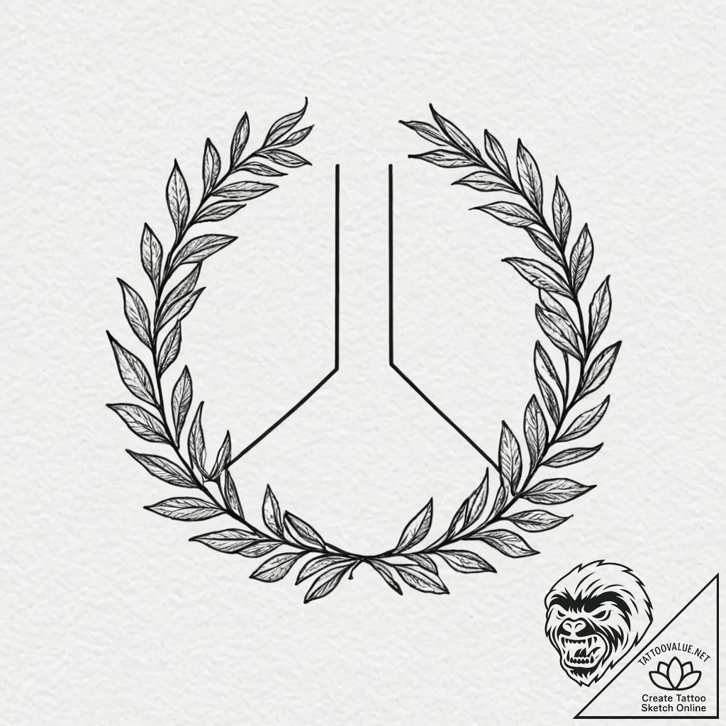 Tattoo sketch a minimalist olive branch, symb... - tattoo sketch (№1753140538_0, 21.07.2025 23:28) — tattoovalue.net