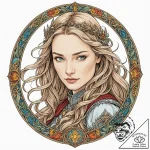 A graphic novel style portrait of a beautiful… – tattoo sketch (№1753141306_0, 21.07.2025 23:41) — tattoovalue.net