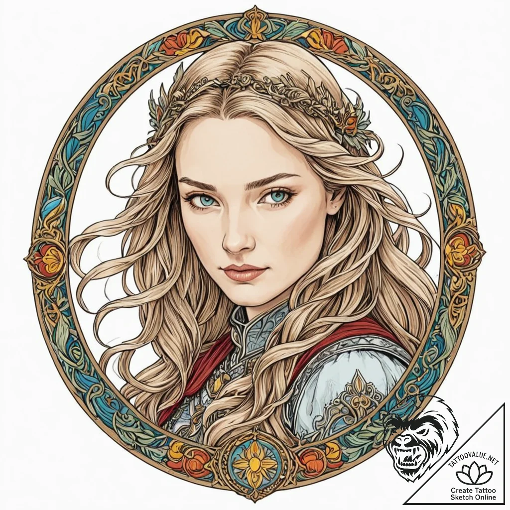 A graphic novel style portrait of a beautiful... - tattoo sketch (№1753141306_0, 21.07.2025 23:41) — tattoovalue.net