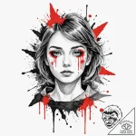 A trash polka composition of the vision, half… – tattoo sketch (№1753141475_0, 21.07.2025 23:44) — tattoovalue.net