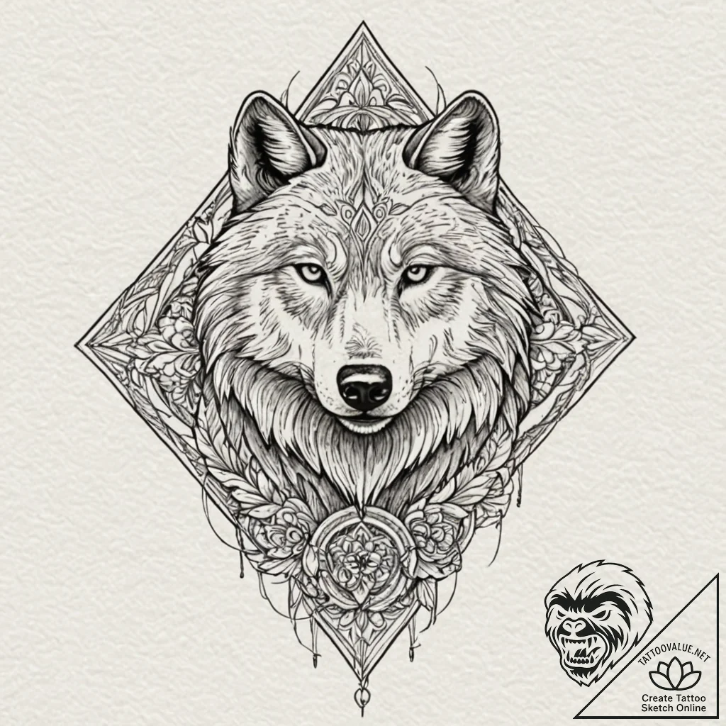 Tattoo design: a wolf and a bear, sacred anim... - tattoo sketch (№1753141985_0, 21.07.2025 23:53) — tattoovalue.net