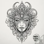 Tattoo sketch a powerful tribal mask with a f… – tattoo sketch (№1753142665_0, 22.07.2025 00:04) — tattoovalue.net