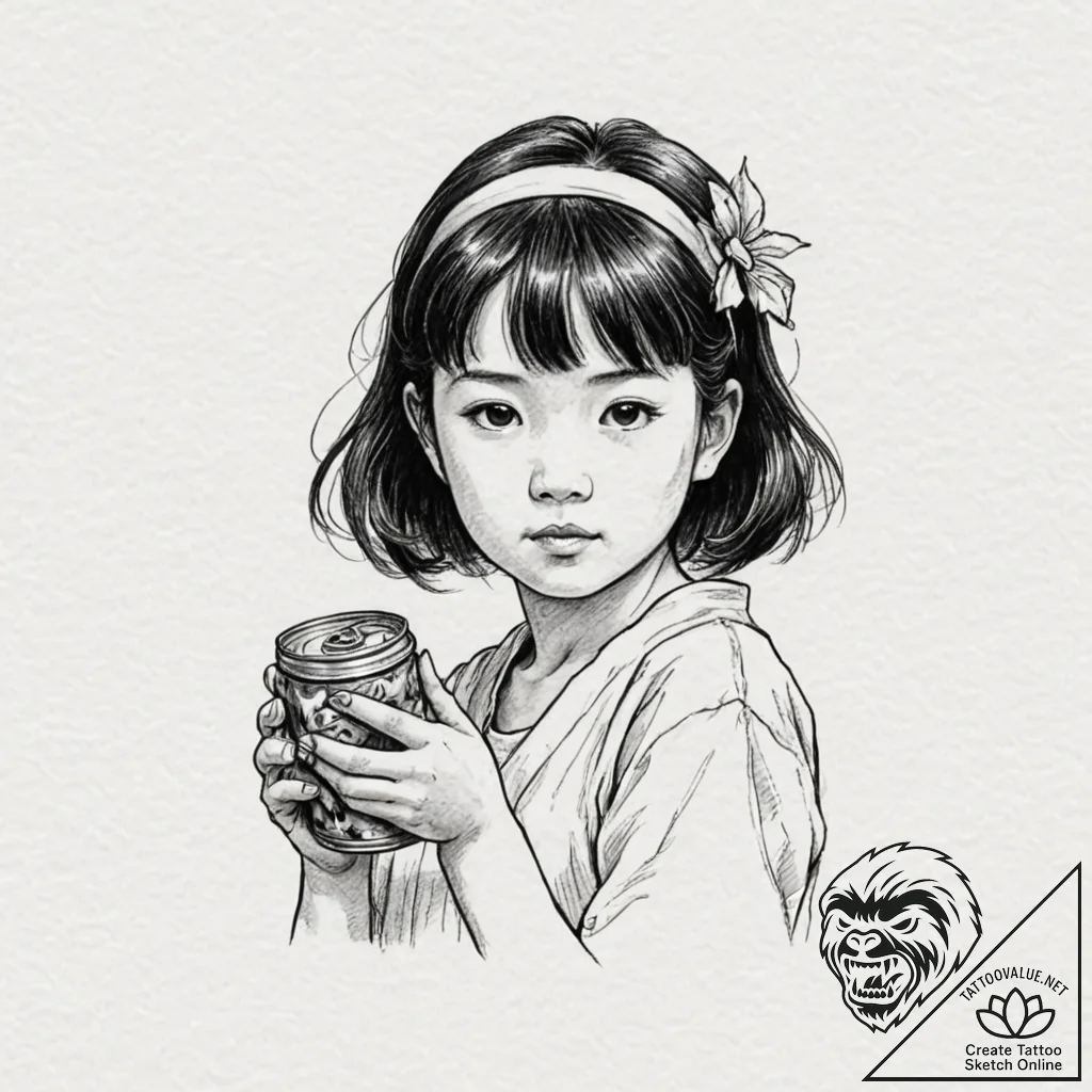 A sketch of the little girl setsuko from grav... - tattoo sketch (№1753142747_0, 22.07.2025 00:05) — tattoovalue.net