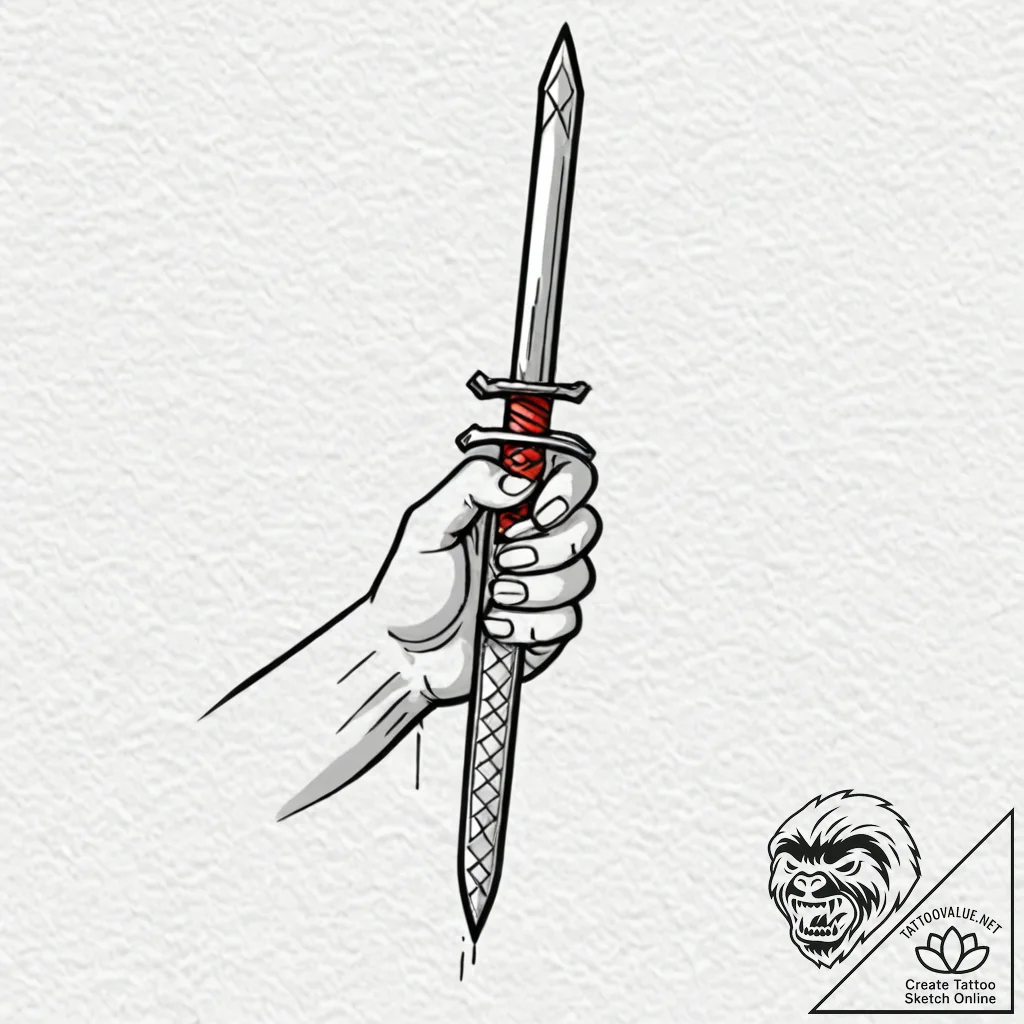 Tattoo sketch a powerful hand holding a sword... - tattoo sketch (№1753143177_0, 22.07.2025 00:12) — tattoovalue.net
