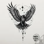 A trash polka composition of a raven with a t… – tattoo sketch (№1753143830_0, 22.07.2025 00:23) — tattoovalue.net