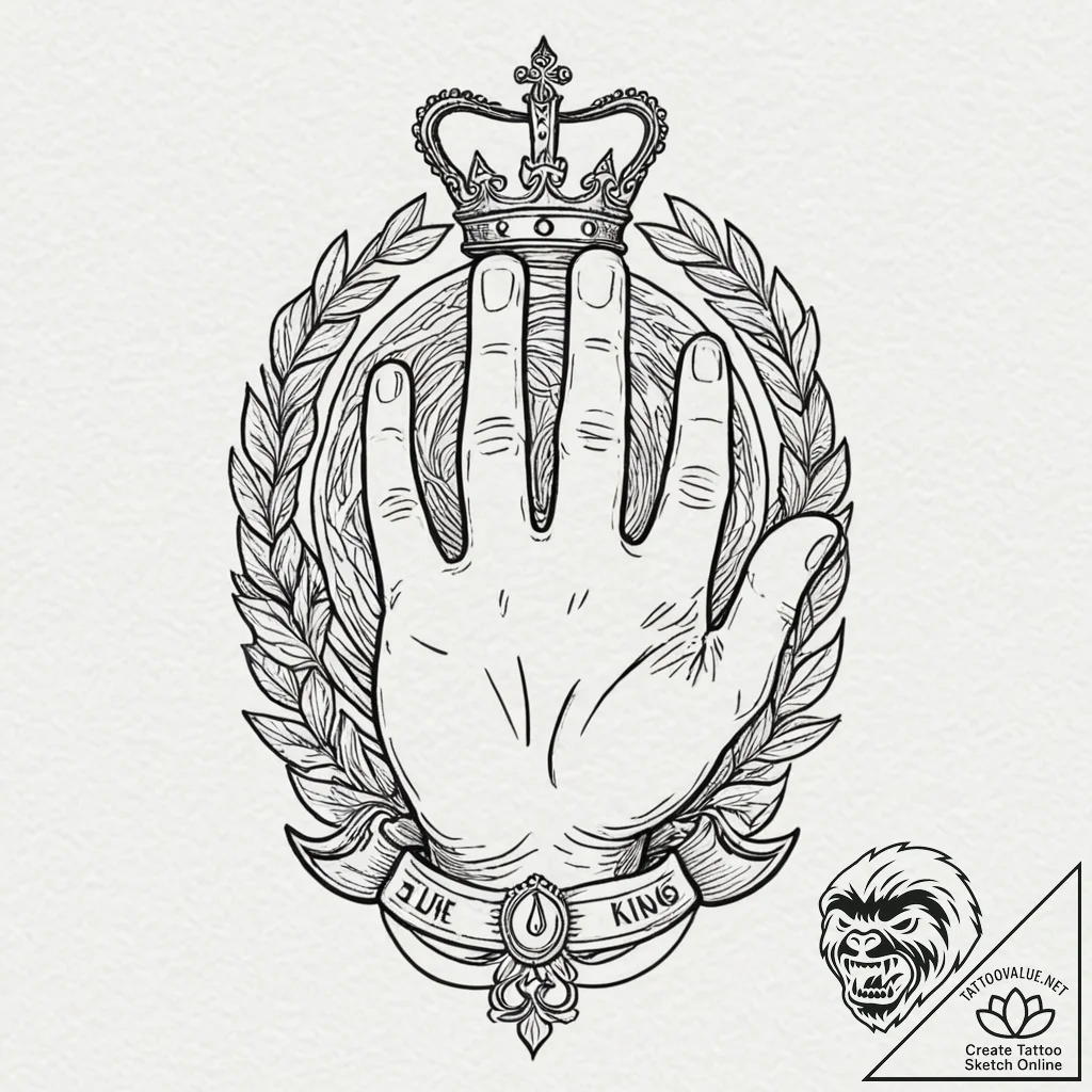 A minimalist tattoo of the hand of the king p... - tattoo sketch (№1753144065_0, 22.07.2025 00:27) — tattoovalue.net