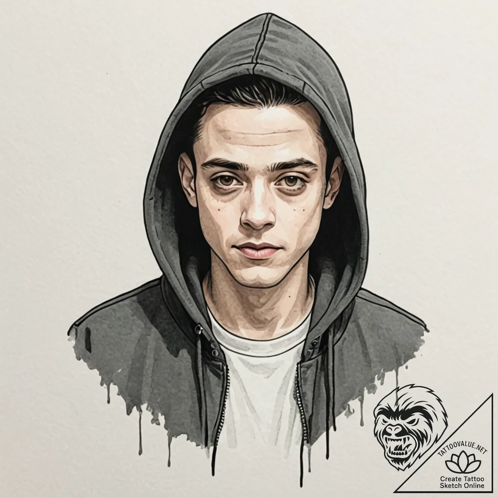 A neo-traditional portrait of the main charac... - tattoo sketch (№1753144792_0, 22.07.2025 00:39) — tattoovalue.net