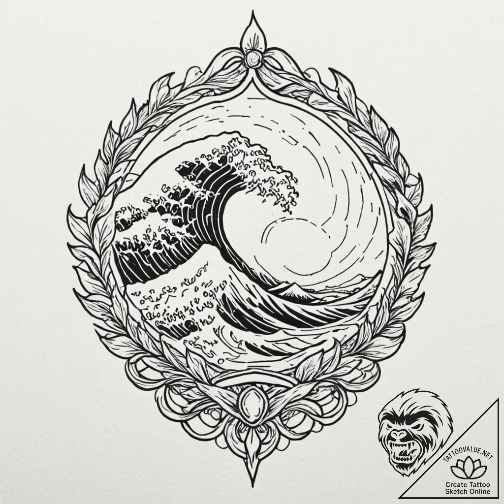 Tattoo design an abstract wave crashing and d... - tattoo sketch (№1753144872_0, 22.07.2025 00:41) — tattoovalue.net