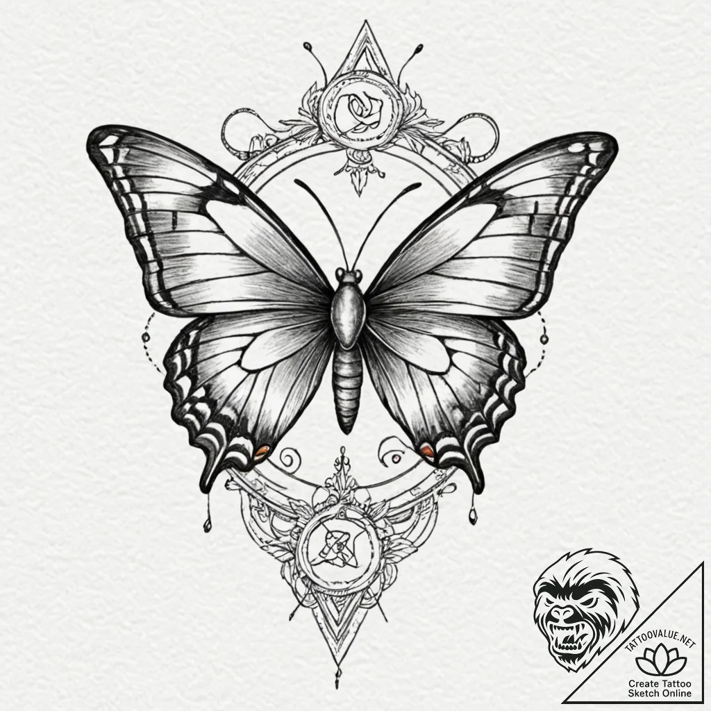 Tattoo sketch a butterfly or bird (spirit ani... - tattoo sketch (№1753145032_0, 22.07.2025 00:43) — tattoovalue.net