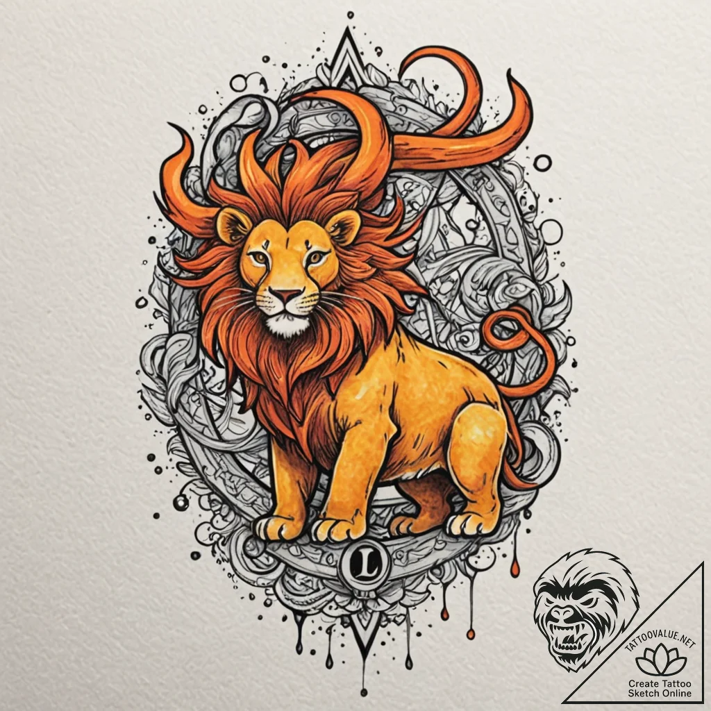 Tattoo design a zodiac sign with a background... - tattoo sketch (№1753145535_0, 22.07.2025 00:52) — tattoovalue.net