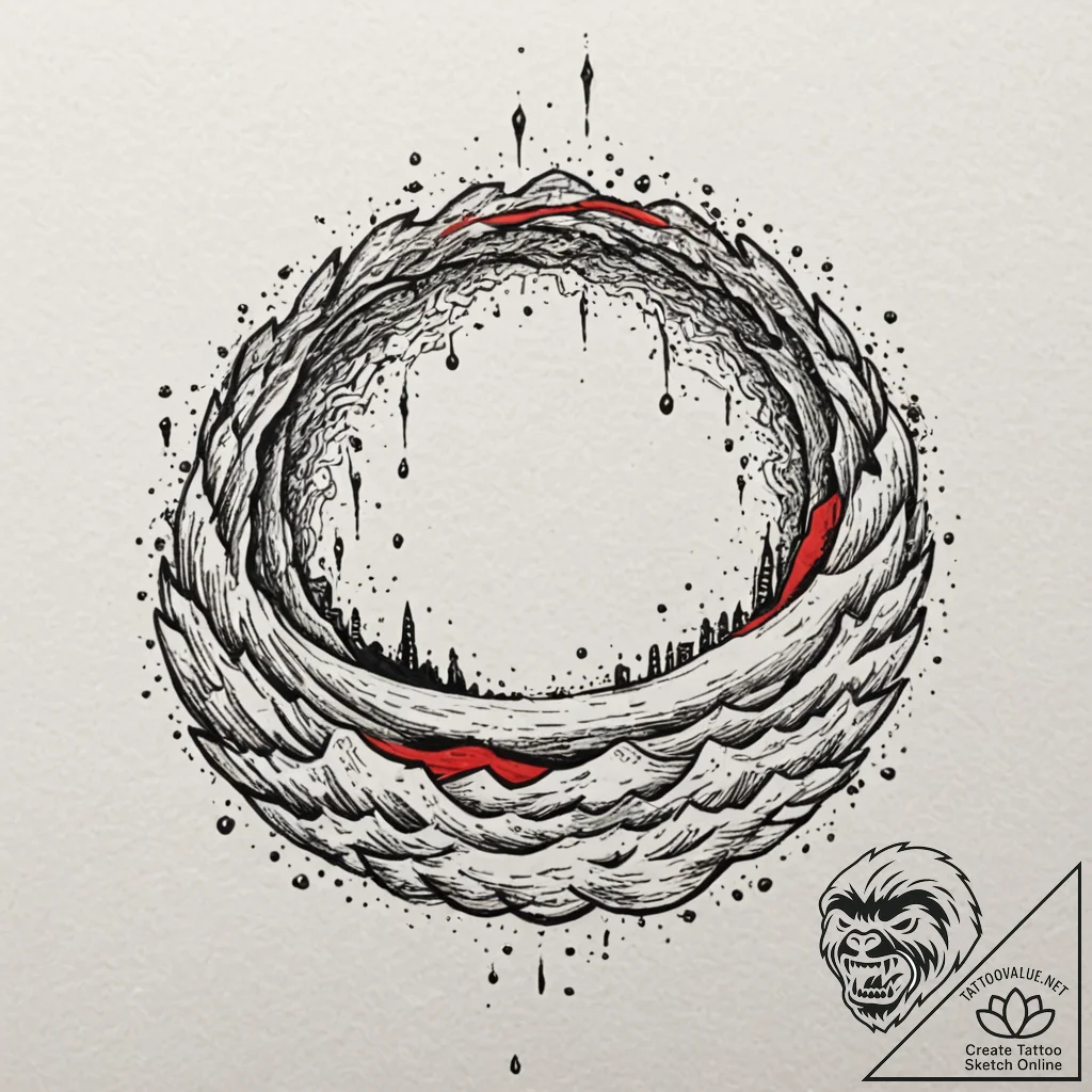 Tattoo design a single, perfect ripple expand... - tattoo sketch (№1753145793_0, 22.07.2025 00:56) — tattoovalue.net