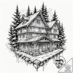 Tattoo design a robust, traditional timber fr… – tattoo sketch (№1753145876_0, 22.07.2025 00:57) — tattoovalue.net