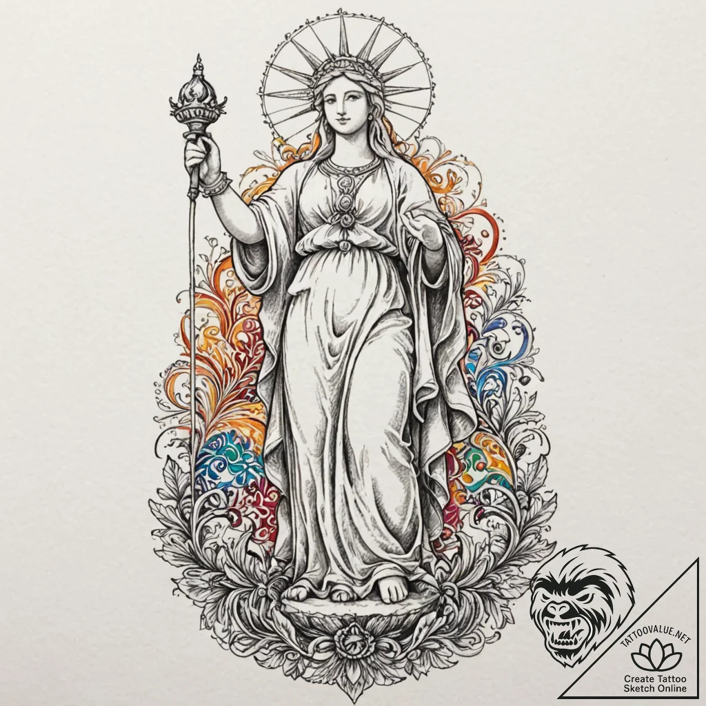 Motherland (statue), artistic tattoo sketch,... - tattoo sketch (№1753145959_0, 22.07.2025 00:59) — tattoovalue.net