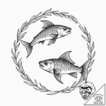 Tattoo design pisces’s glyph, like two fish s… – tattoo sketch (№1753146302_0, 22.07.2025 01:05) — tattoovalue.net