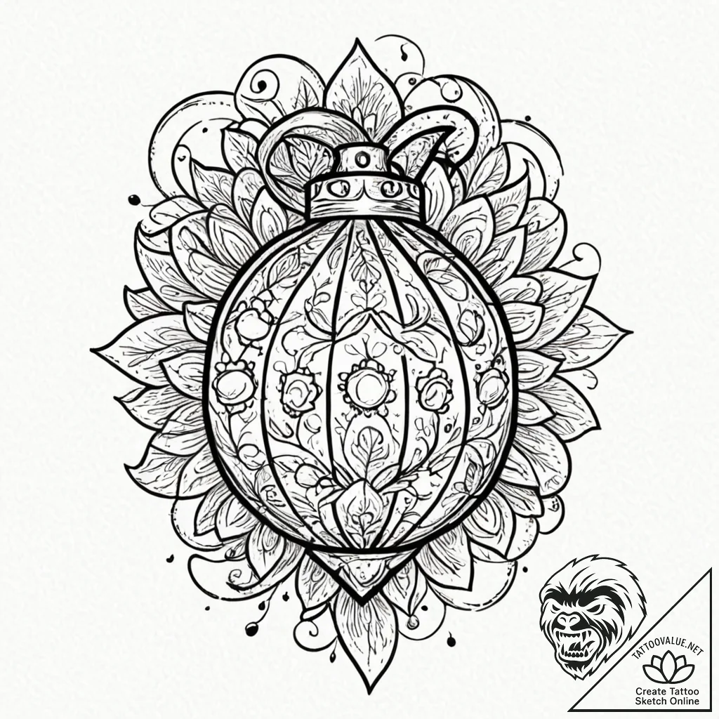 Tattoo design a small, stylized grenade with... - tattoo sketch (№1753146386_0, 22.07.2025 01:06) — tattoovalue.net