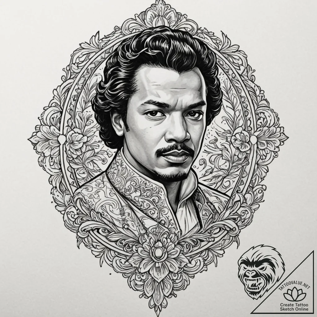 Neo-traditional tattoo of lando calrissian, c... - tattoo sketch (№1753146813_0, 22.07.2025 01:13) — tattoovalue.net