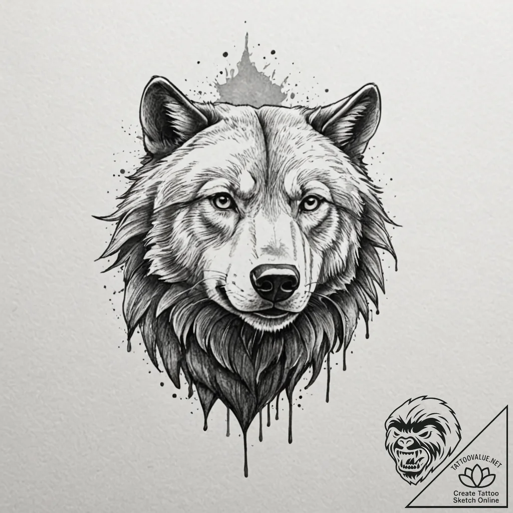 Tattoo sketch a warrior's spirit animal (e.g.... - tattoo sketch (№1753146897_0, 22.07.2025 01:14) — tattoovalue.net