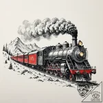 A powerful steam locomotive chugging through… – tattoo sketch (№1753148090_0, 22.07.2025 01:34) — tattoovalue.net