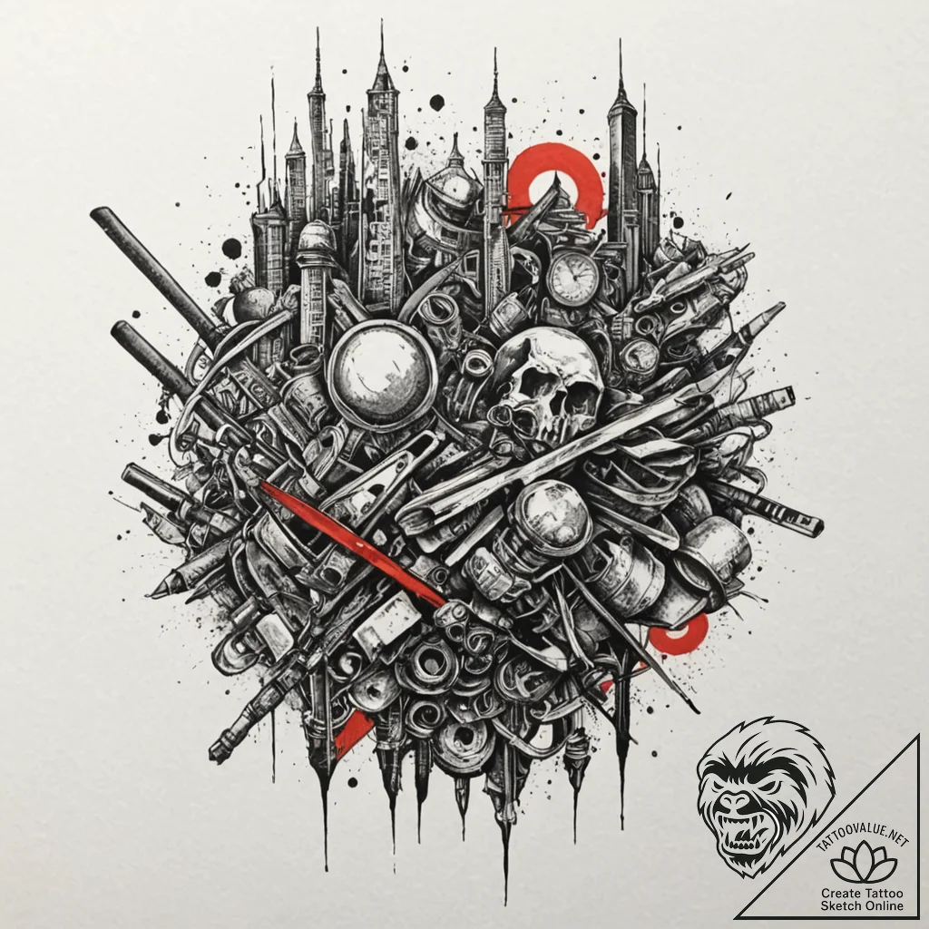 Tattoo sketch a textured depiction of forged... - tattoo sketch (№1753148772_0, 22.07.2025 01:46) — tattoovalue.net
